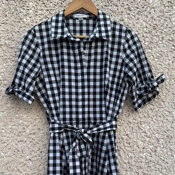 Calvin Klein Modern 1950’s Gingham Shirt Dress - Picture 5 of 11